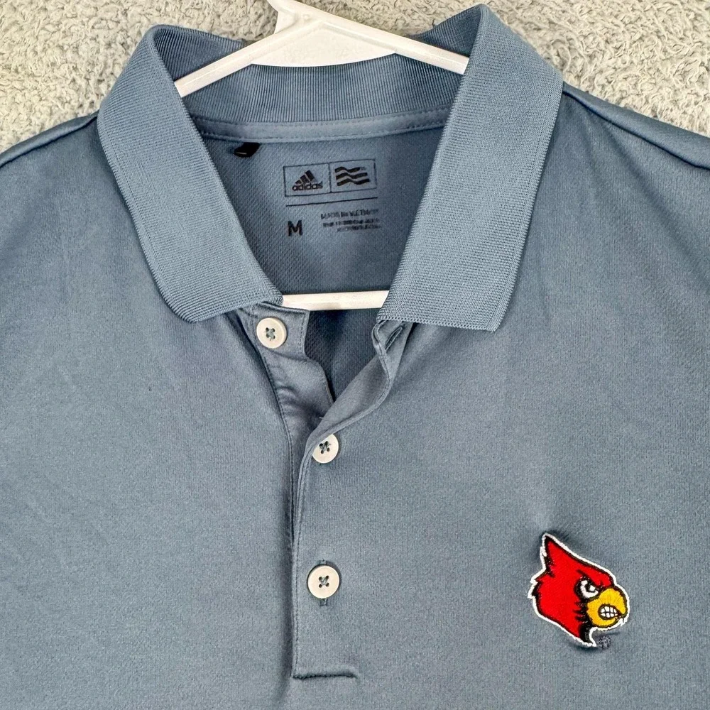 Louisville Cardinals Polo Shirt Mens Medium Blue NCAA Golf Adidas Performance‎